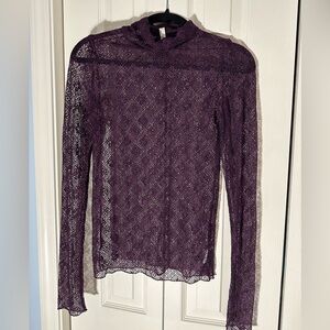Intimately by free people Elegant Purple Lace Blouse